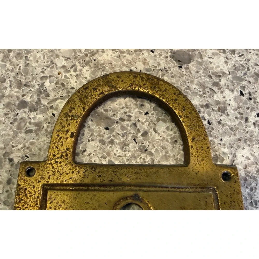 Vintage Brass Padlock Shaped Wall Mounted Key Rack 5 Hook Entryway Organizer